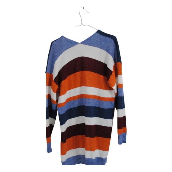 Women Ecowish  Striped Open Front Longline Tight Knit Cardigan Sweater  Size M - Picture 2 of 5